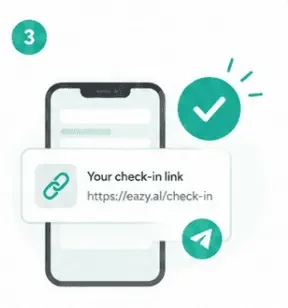 Mobile phone with checkin link
